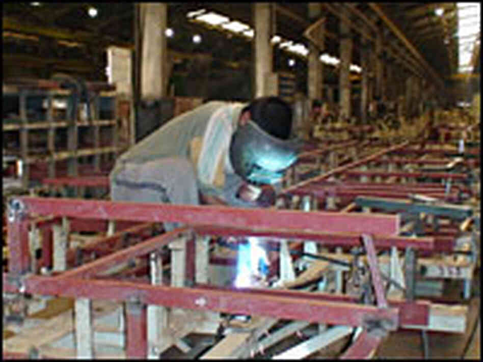 A welder working at the factory