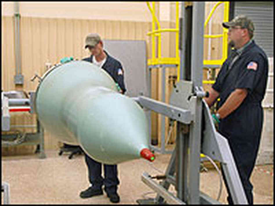 Technicians at Pantex in Texas work on a W56 nuclear warhead. Technicians at Pantex in Texas work on a W56 nuclear warhead.