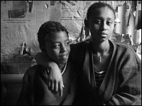 Tigist Haile Michael and her brother Yohannes, two AIDS orphans living on their own Addis Ababa, Eth