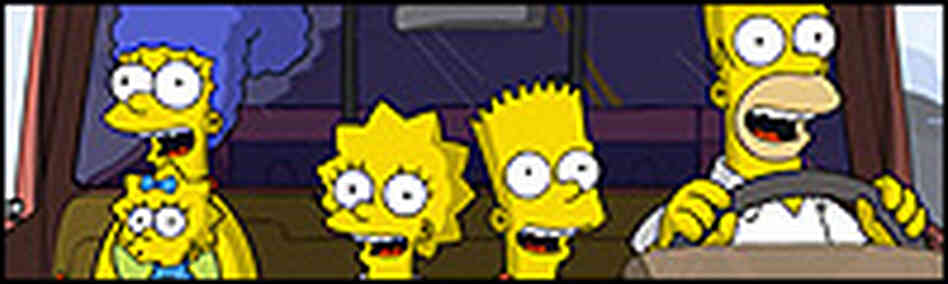 The entire Simpson family in the car, with Homer driving. The entire Simpson family in the car, with Homer driving.