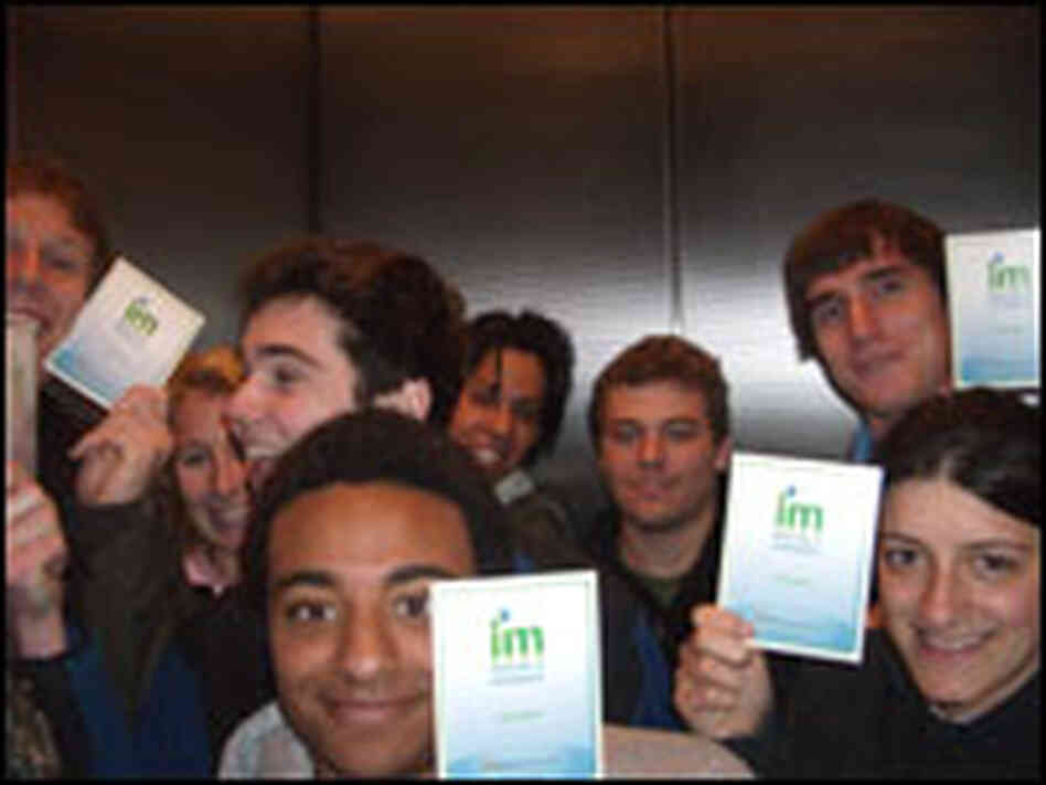 Georgetown University students flash Microsoft postcards Georgetown University students flash Microsoft postcards