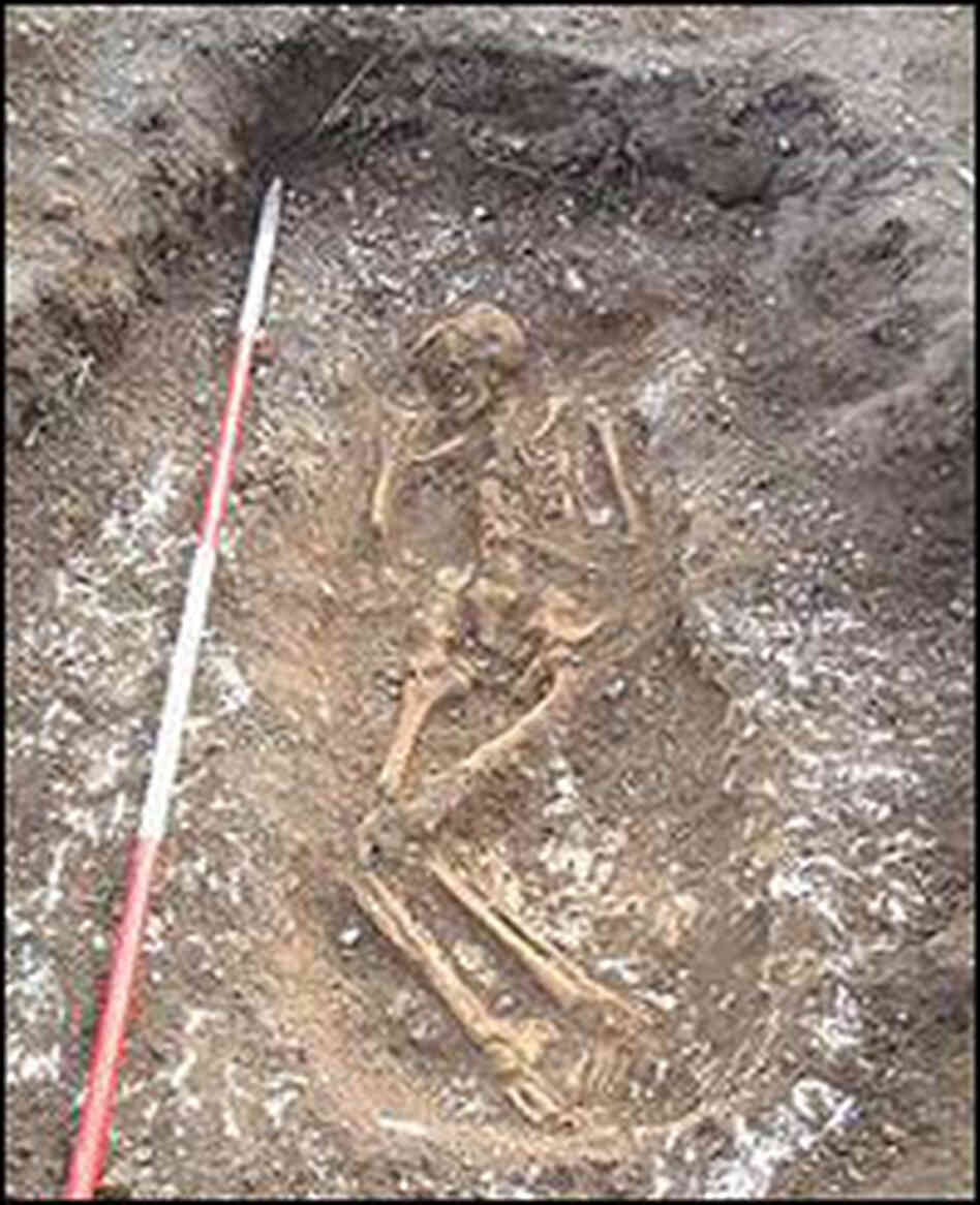 Gravesite of a villager, dated to the beginning of the medieval warm period. Gravesite of a villager, dated to the beginning of the medieval warm period.