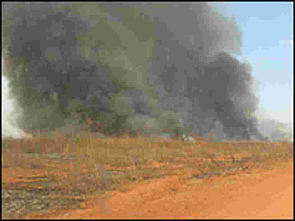 Smoke cloud from a fire burning on a Brazilian rancher's land.