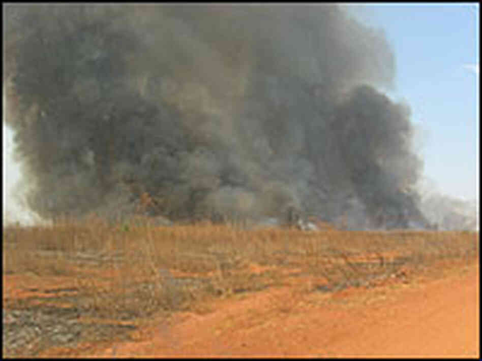 Smoke cloud from a fire burning on a Brazilian rancher's land.