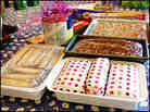 Edible presents wrapped in decorative tissue paper before shipping