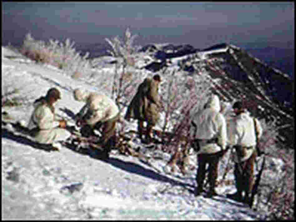 Soldiers of the 10th Mountain Division on Riva Ridge in Italy, 1945.