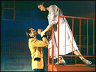 Larry Kert, Carol Lawrence, balcony scene from 1957 'West Side Story'