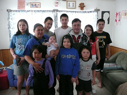 John Lockwood of St. Michael Alaska with his wife and their nine children.