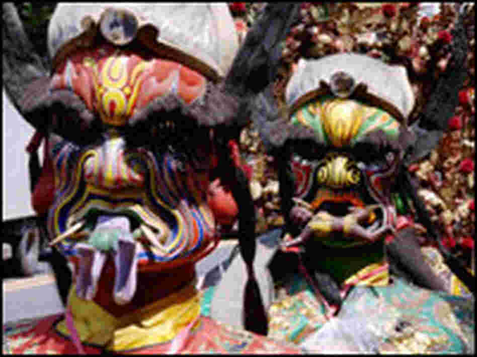 People dressed as Taoist gods in Taipei, Taiwan