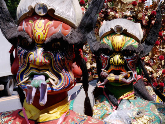 People dressed as Taoist gods in Taipei, Taiwan