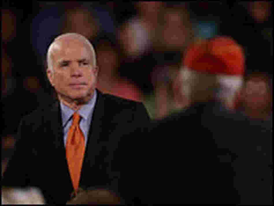 John McCain takes a question at a town-hall style meeting in Racine, Wis., last month.