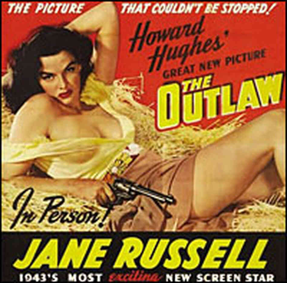 'Outlaw' poster: Jane Russell reclines on a haystack.