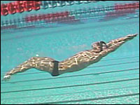 Michael Phelps demonstrating the dolphin kick
