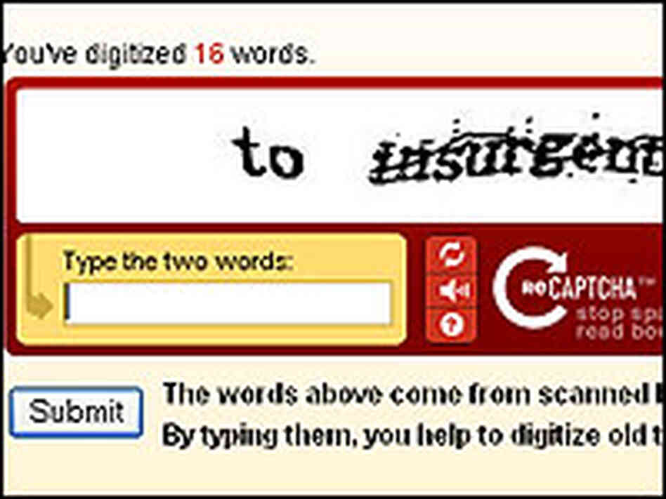 Screenshot from reCAPTCHA Screenshot from reCAPTCHA