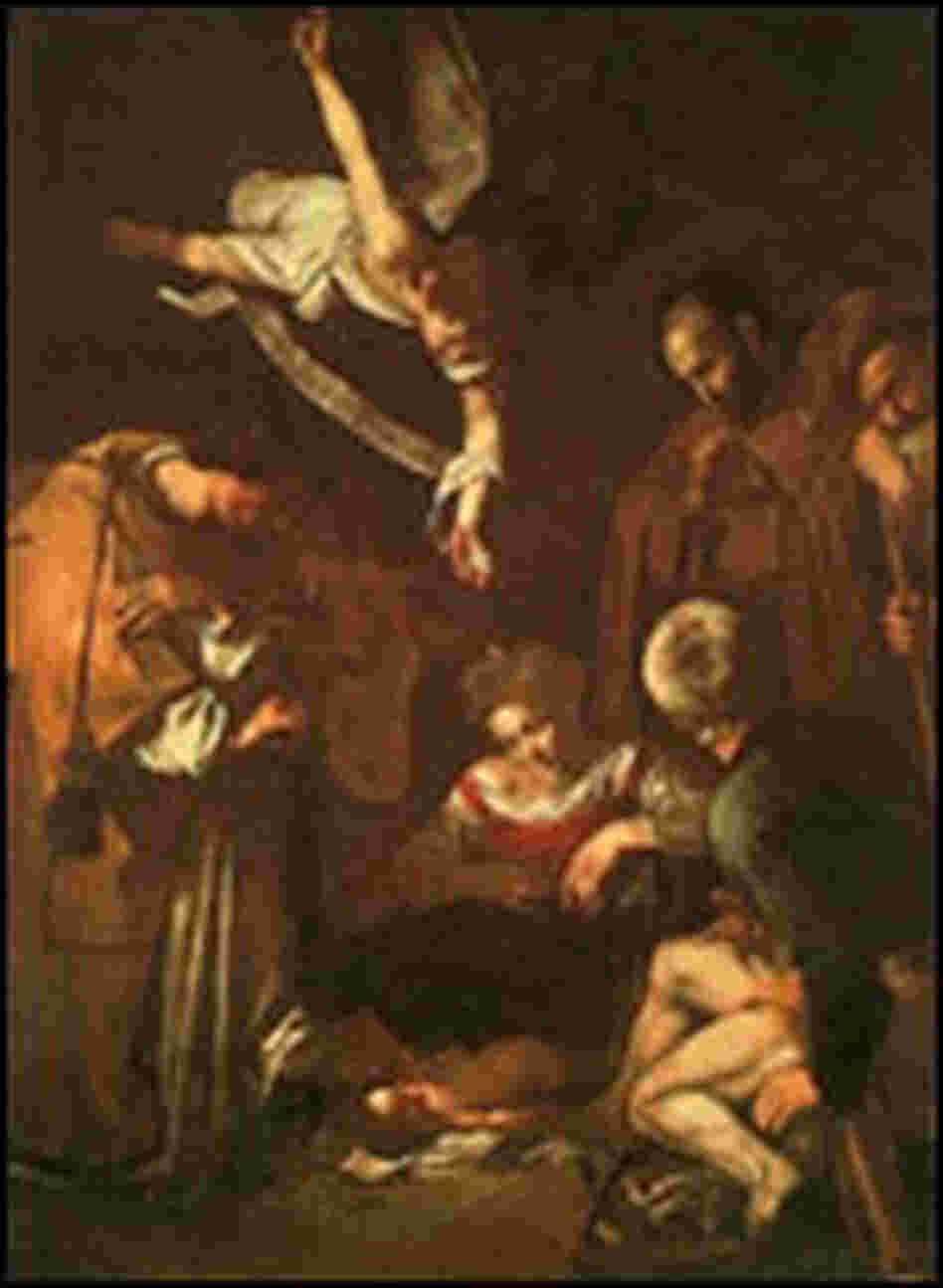 Michelangelo Caravaggio's "Nativity with San Lorenzo and San Francesco" Michelangelo Caravaggio's "Nativity with San Lorenzo and San Francesco"