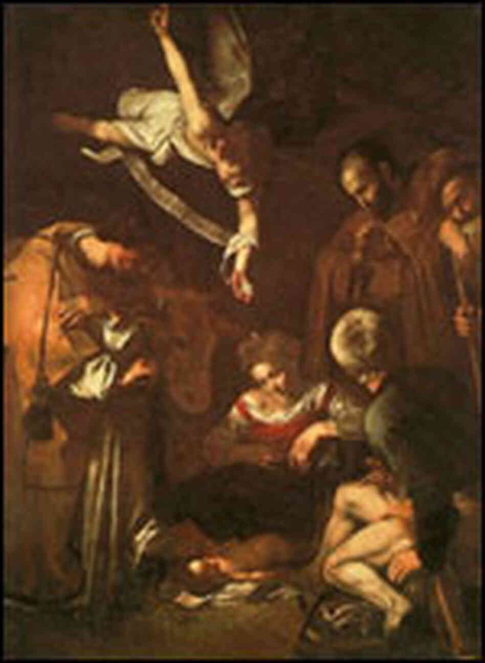 Michelangelo Caravaggio's "Nativity with San Lorenzo and San Francesco" Michelangelo Caravaggio's "Nativity with San Lorenzo and San Francesco"