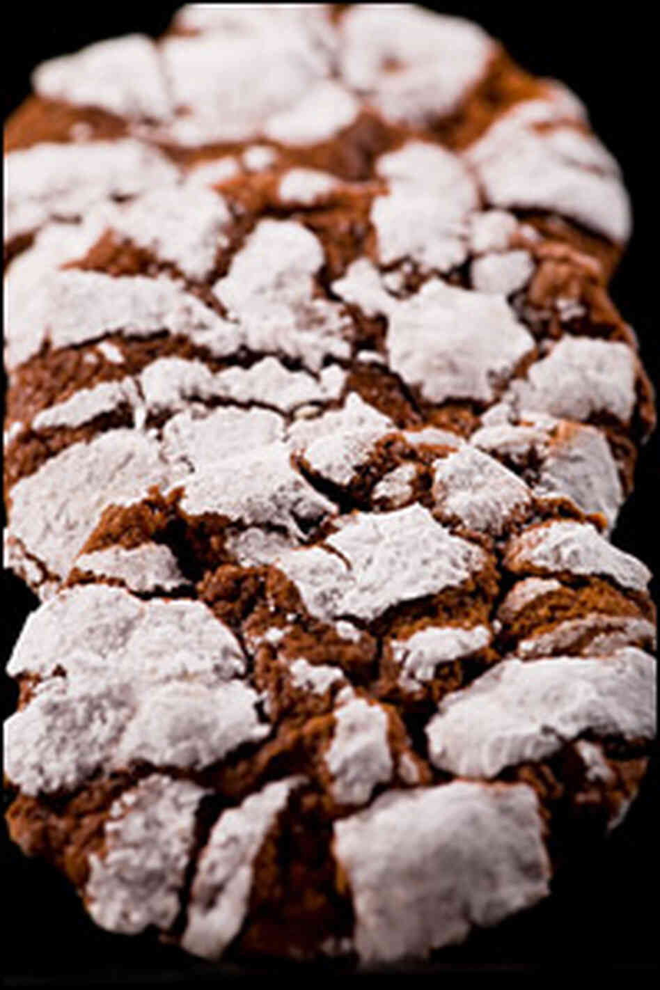 A chocolate crinkle cookie