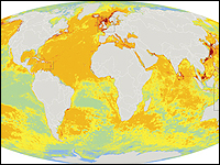 Map reveals ocean areas most damaged by human activities.