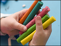 A handful of crayons.