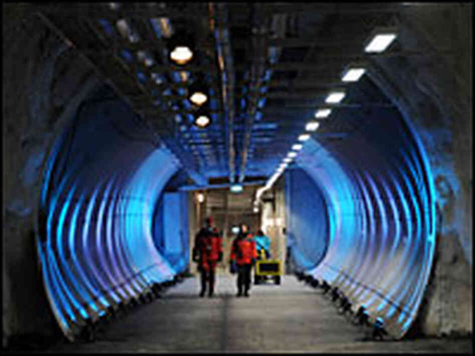 The seed bank's 130-yard-long tunnel leads to three storage rooms.