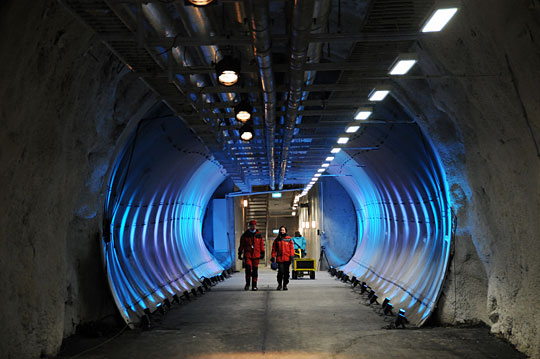 The seed bank's 130-yard-long tunnel leads to three storage rooms.