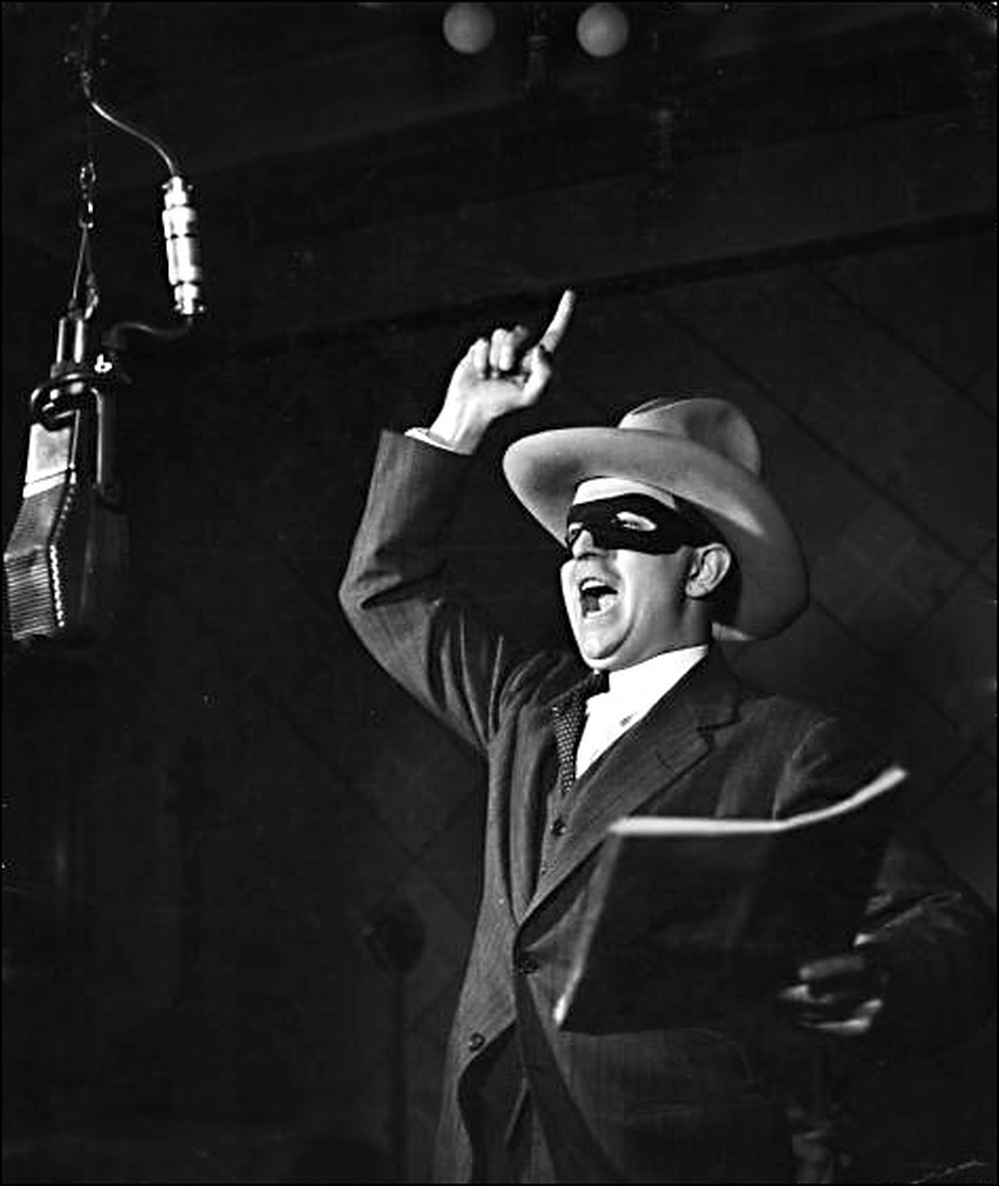 Earl Grasser as the Lone Ranger in the radio studio