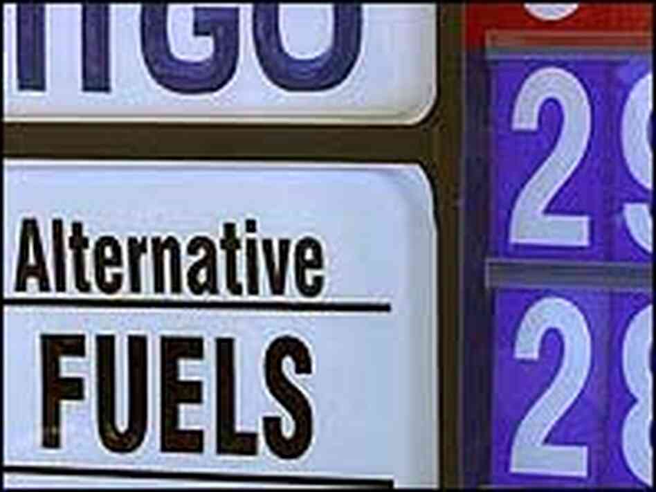 Gas station sign advertising alternative fuels. Gas station sign advertising alternative fuels.