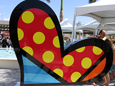 Artist Romero Britto's sculptures decorate a number of shopping malls in Miami. Credit: Karina Pais for NPR