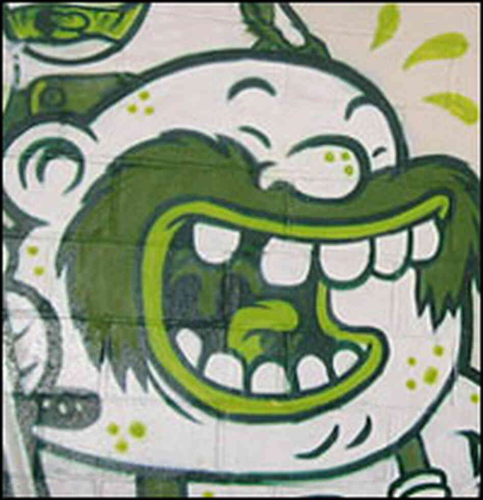 Austrian artists painted the mural in the background just hours before a recent party.