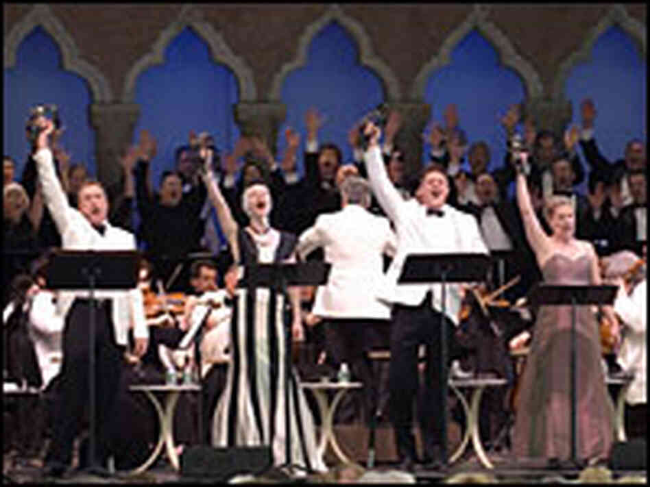 Idle (far left) performs in the U.S. premiere of 'Not the Messiah.'