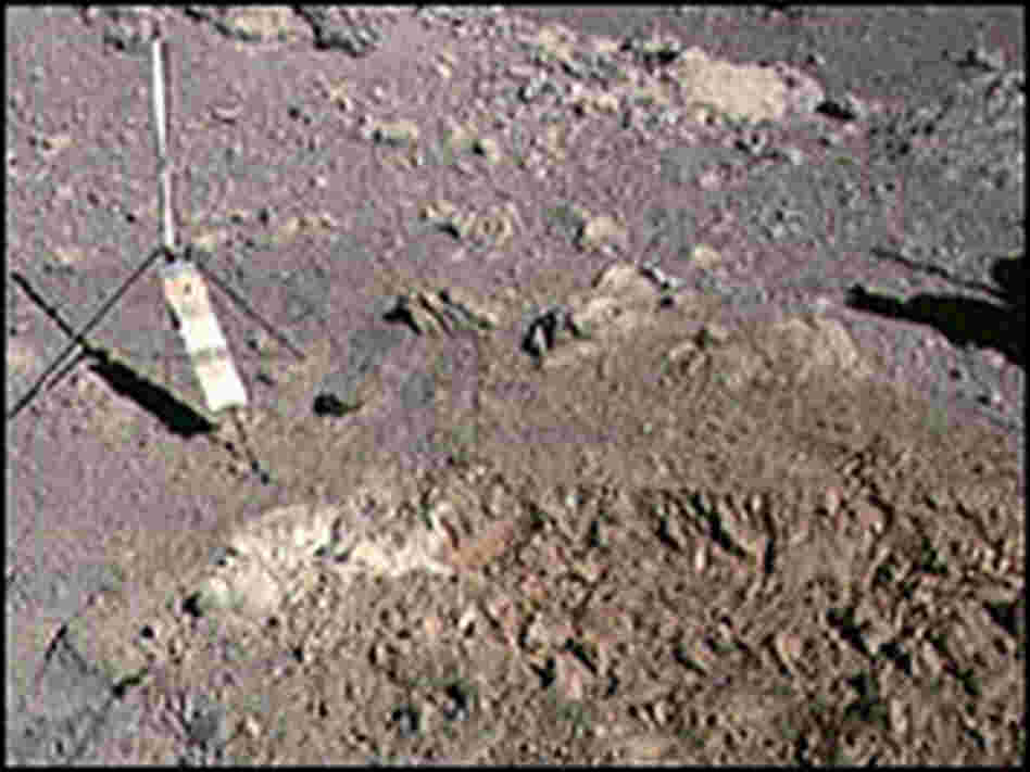 Tiny beads of volcanic glass are behind the orange color in this lunar soil