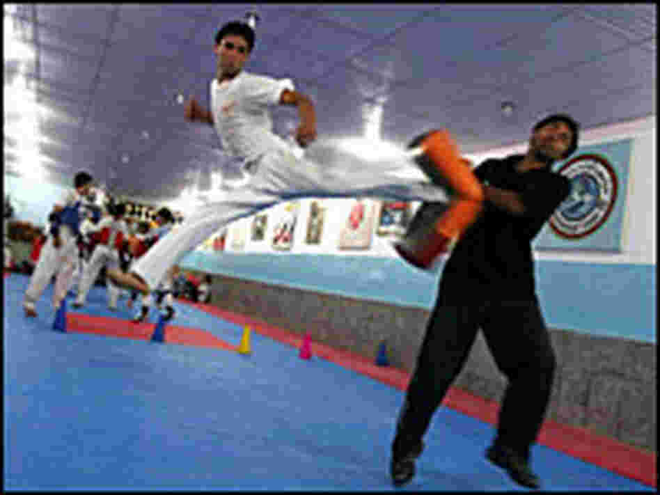 Nisar Ahmad Bahawe, 23, hopes to win a medal in tae kwon do for Afghanistan at the Beijing Olympics.