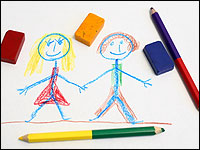 Drawing of a girl and a boy