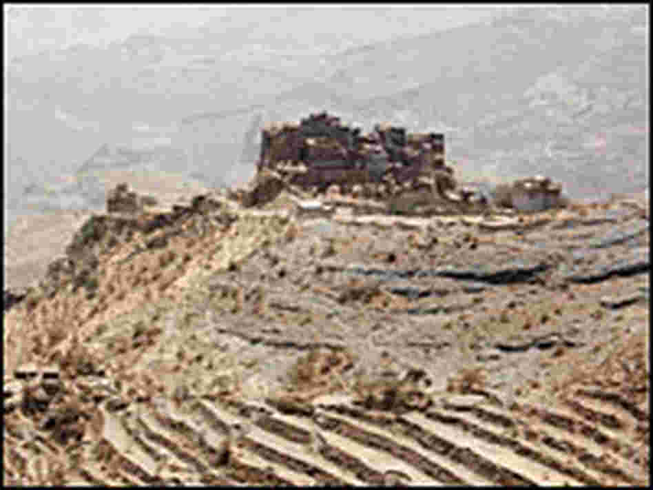 Parched hillsides of the Haraz Mountains west of Sana'a, Yemen
