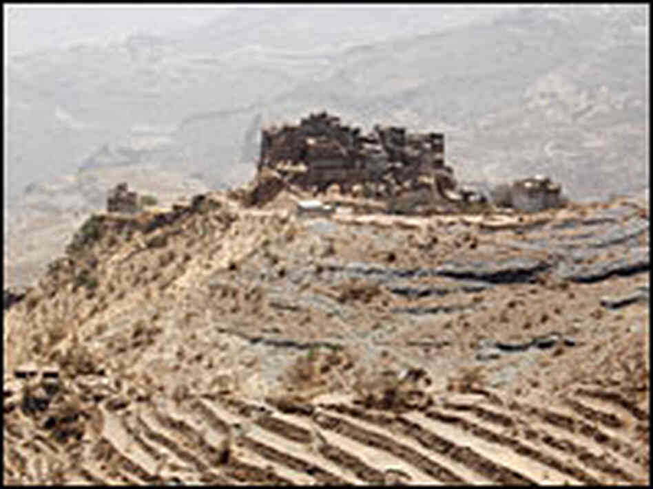 Parched hillsides of the Haraz Mountains west of Sana'a, Yemen