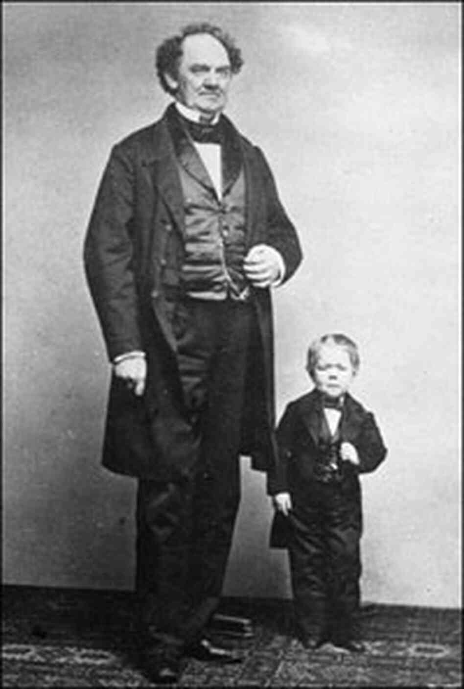 American showman P.T. Barnum and Commodore Nutt, circa 1862.