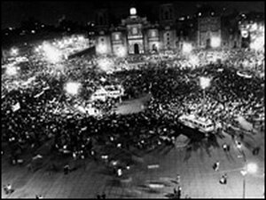 On Aug. 27, 1968, students in Mexico City staged a protest in the Zocalo plaza.