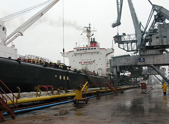 Tankers unload gasoline, kerosene and other refined fuel products at Basra’s main port.
