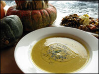 Pumpkin and crab apple soup is featured on Mitsitam's Thanksgiving menu. The recipe calls for pumpkin, butternut squash, crab apples, onions and turnips.