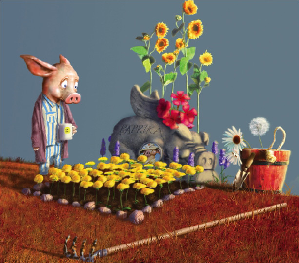 Pickles has decorated Paprika's grave.