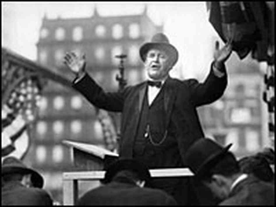 William Jennings Bryan delivers a campaign speech, circa 1910.