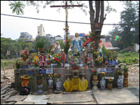 NPR Catholics 2 Parishioners erected a makeshift shrine on the disputed land next to the Thai Ha Church in Hanoi (Michael Sullivan/NPR)