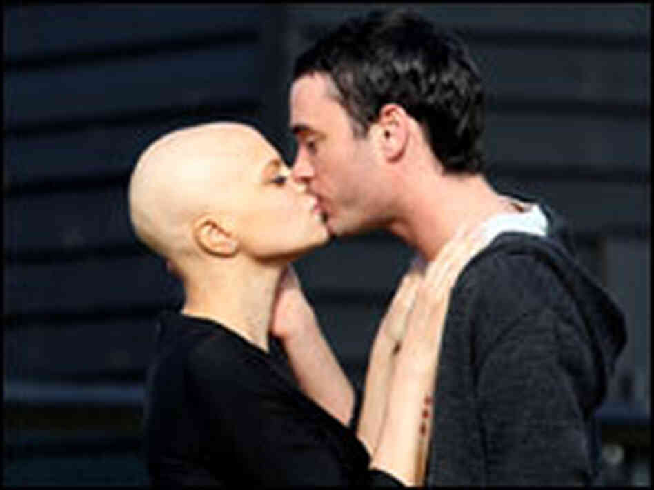 Cancer-stricken reality TV star Jade Goody kisses her fiance Jack Tweed