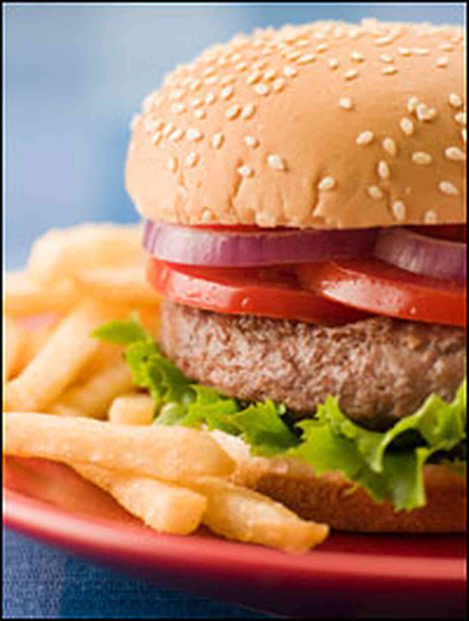 A hamburger and fries A hamburger and fries