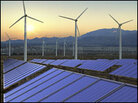 Solar panels and windmills. Solar panels and windmills.