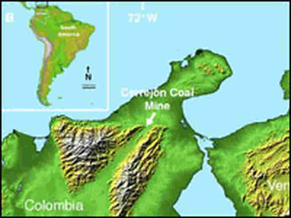 Map of where Titanoboa fossils were found.