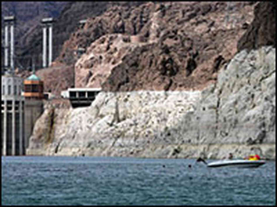 Rocks in Nevada's Lake Mead National Recreation Area had a white 'bathtub ring' in July 2007. Rocks in Nevada's Lake Mead National Recreation Area had a white 'bathtub ring' in July 2007.