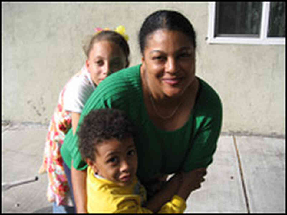 Gina Jackson of Fremont, Calif. with her two younger children, Sammy, 6, and Jasmine, 11.