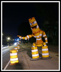 10-foot roadside barrel monster outside of Raleigh, N.C.