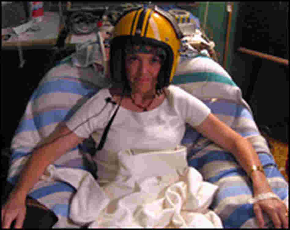 Barbara Bradley Hagerty tried on Michael Persinger's 'God helmet' at Laurentian University